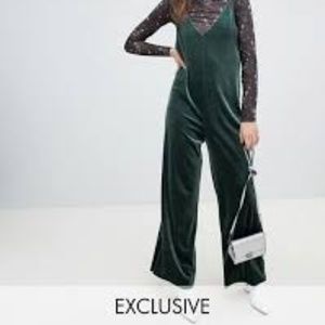 Monki Green Velvet Jumpsuit